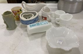Milk Glass and Pottery
