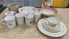 Assorted Collection of Porcelain Bowls, Plates, and Cups