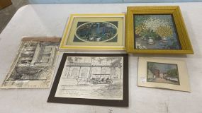 Group of Floral Prints and Artwork