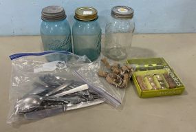 Ball Jars, Stainless Flatware, Butter Spreaders, Straps