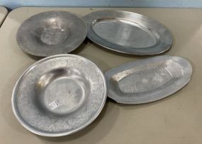 Four Metal and Silver Plate Platters