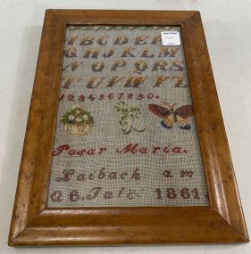 Dated 1861 Alphabet Sampler