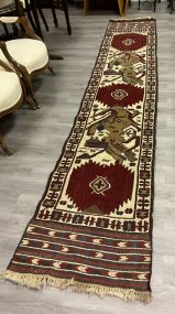 Hand Woven Wool Runner  2'4 x 12'