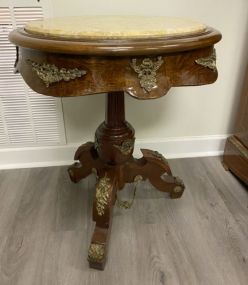French Empire Pedestal Marble Top Table