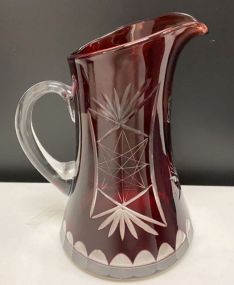 Bohemian Ruby Red Cut to Clear Pitcher