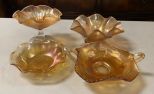 Four Fenton Merigold Style Glass