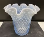 Fenton Blue Opalescent Hobnail Vase