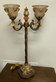 Decorative Italian Gold Gilt Two Arm Lamp