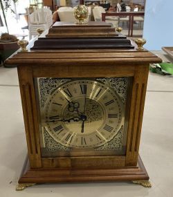 Antique Reproduction Four Sided Mahogany Desk Clock
