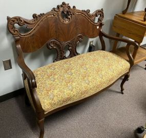 Antique Burl Mahogany Settee