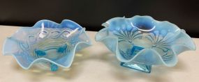 Two Fenton Opalescent Style Ruffled Bowls