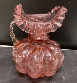 Fenton Cranberry Diamond Optic Melon Vase