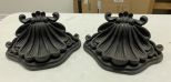 Pair of Black Resin Wall Shelfs