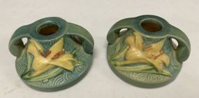 Roseville Candle Holders Zephyr Lily Brown