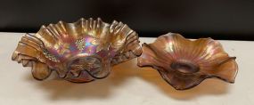 Two Fenton Carnival Ruffled Bowls