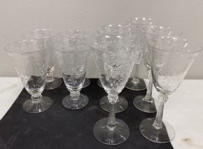 Ten Cambridge Crystal Stemware