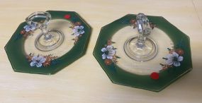 Pair of Hand Painted Glass Sandwich Trays