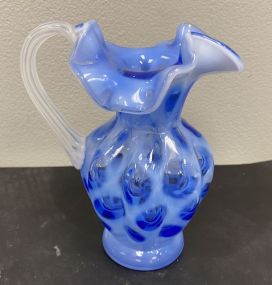 Fenton Bubble Optic Blue Pitcher