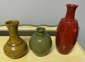 Three Stoneware Pottery Vases