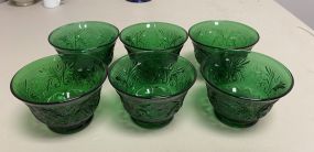 Indiana Glass Tiara Sandwich Emerald Green Custard/Dessert Bowls