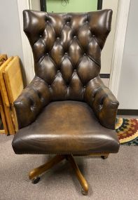 Brown Leather Tufted Desk Chair