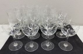 Twelve Etched Crystal Stemware