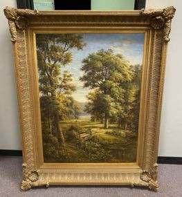 Large Framed Landscape Oil Painting