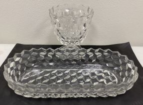 Fostoria American Clear Celery Dish and Footed Vase