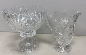 Pressed Glass Footed Pitcher and Center Piece Compote