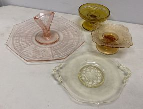 Vintage Under Plate, Sandwich Server, Cut to Clear Compote, and Vintage Etched Compote