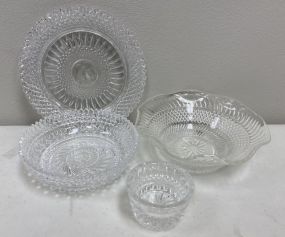 Vintage Pressed Glass Plate and Bowls