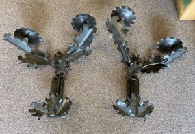 Pair of Metal Wall Candle Holders