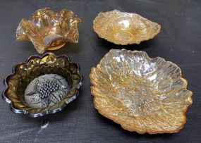 Four Fenton Carnival Style Bowls and Platter
