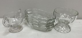 Clear Glass Condiment Footed Bowl, Relish Dishes, Glass Sugar Bowl
