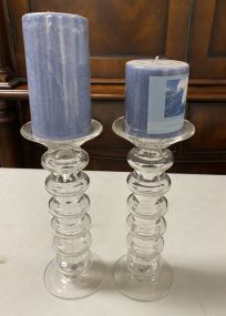 Decorative Pair of Clear Candle Sticks