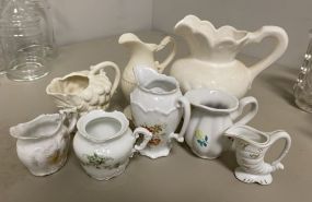 Lot of Porcelain and Ceramic Pitchers and Creamers