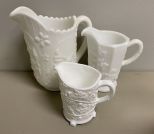 Vintage Milk Glass Pitchers and Creamer