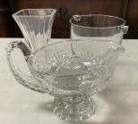 Large Glass Pitcher, Flower Vase, and Ice Bucket