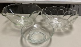 Three Clear Glass Serving Bowls