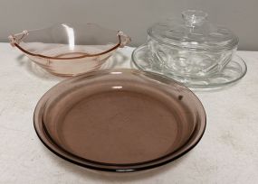 Handled Glass Bowl, Covered Bowl and Pyrex Serving Bowl