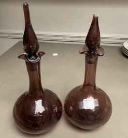 Pair of Purple Art Glass Decanters