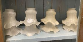 Four Pair of Frosted Glass Light Fixture Shades