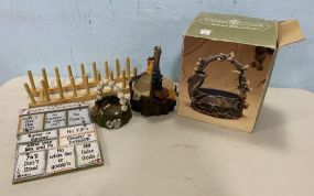 Cedar Creek Collection Basket, Resin Decorative Baskets, Wood rack, Country Commandments