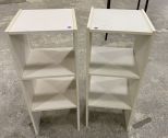 Pair of White Pressed Wood Storage Stands