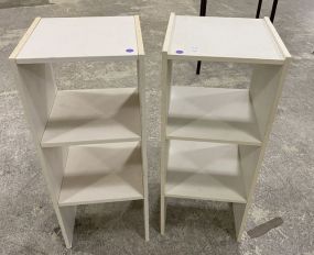 Pair of White Pressed Wood Storage Stands