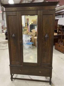 Antique English Oak Single Door Armoire