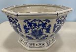 Oriental Porcelain Blue & White Octogen Planter