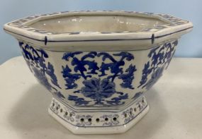 Oriental Porcelain Blue & White Octogen Planter