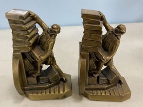 Two Vintage Brass Bookends