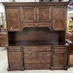 Large Cherry Office Credenza Hutch